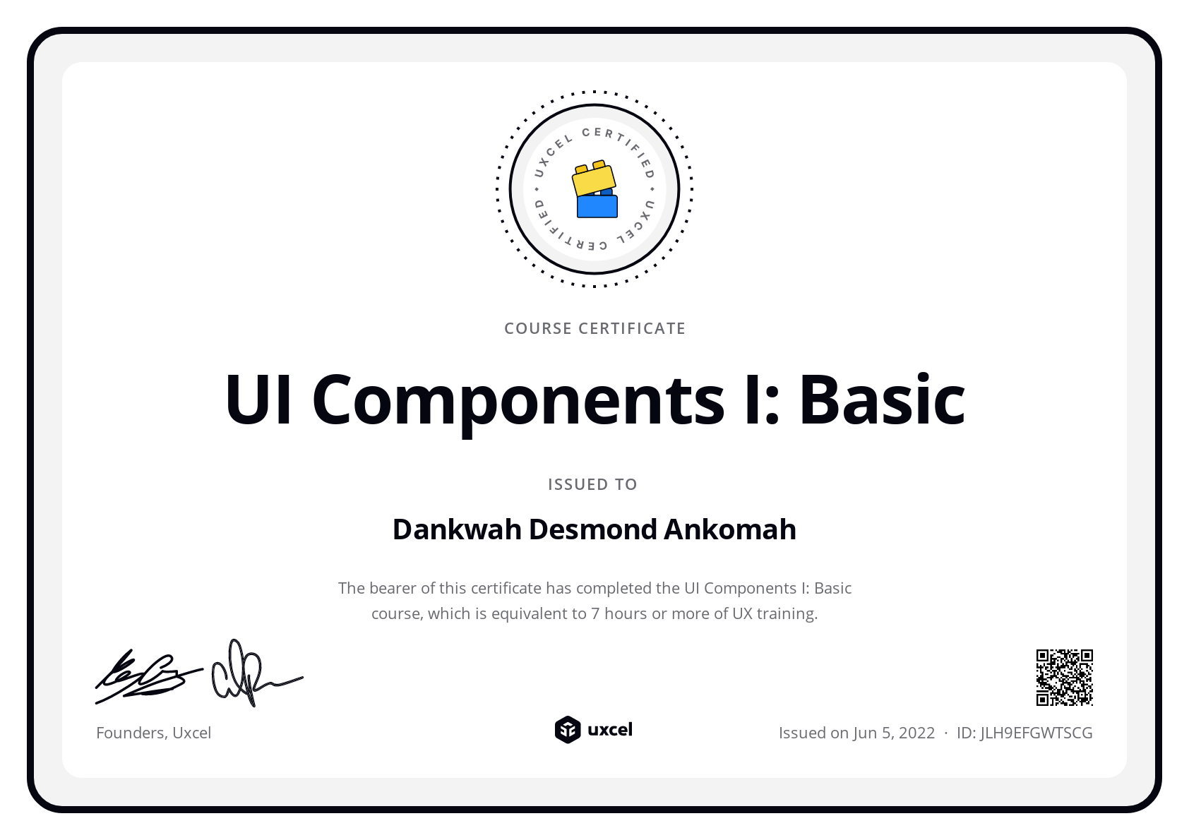 Dankwah Desmond Ankomah's certificate